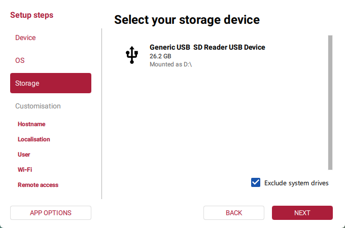 Seleccionar almacenamiento