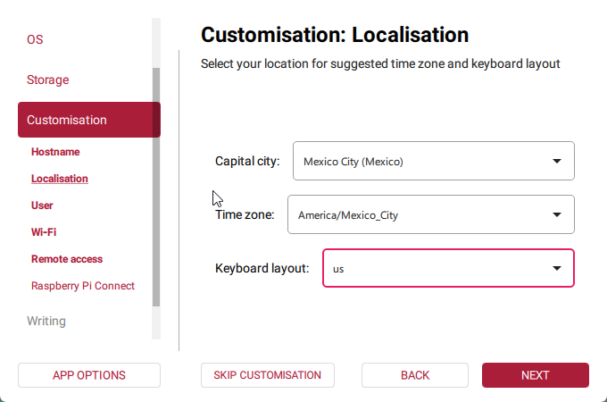 Configurar localización