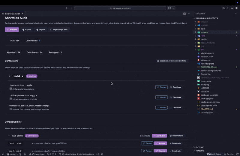 Harmonia Shortcuts Demo